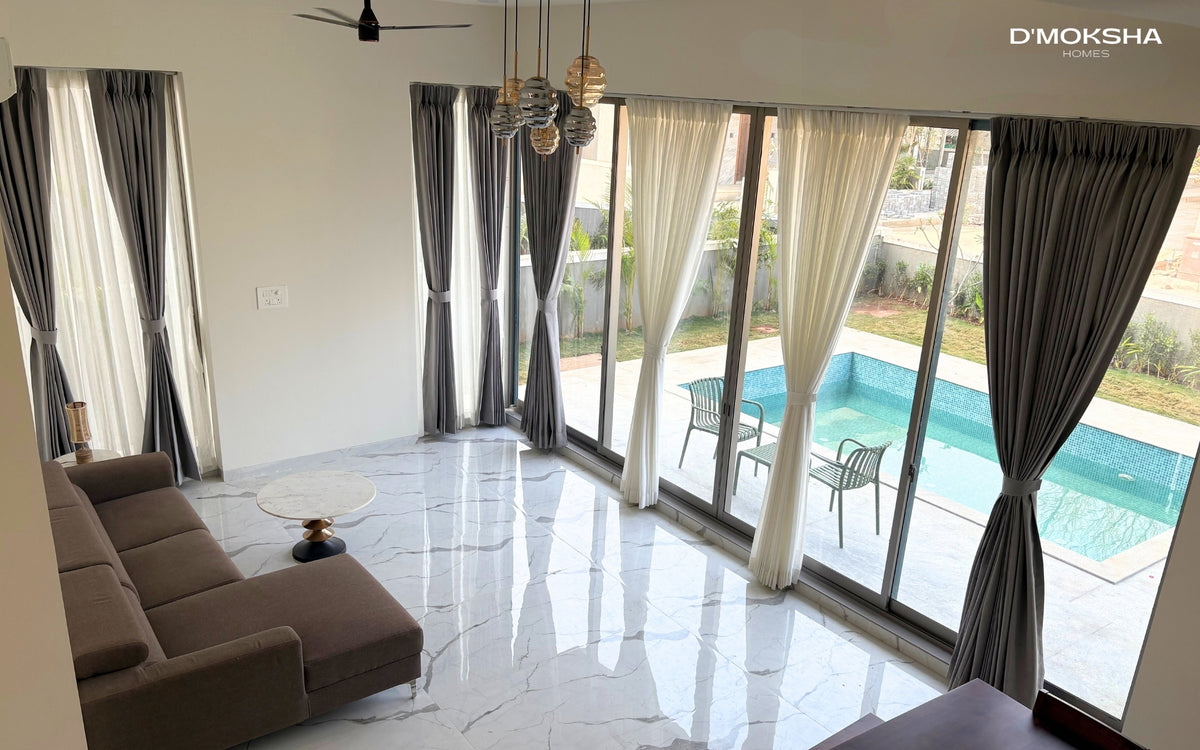 D'Moksha curtain installation at Aayaam Villas, Lonavala