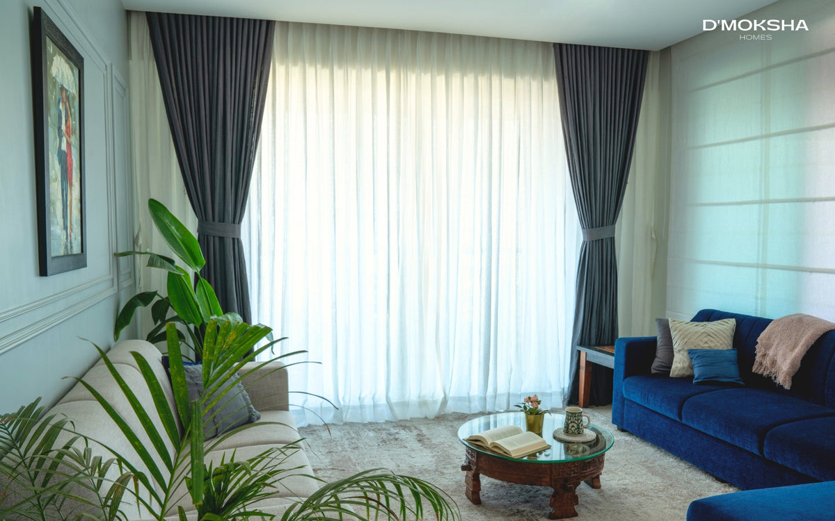 D'Moksha curtain installation at Waterfront Tower, Colaba Causeway