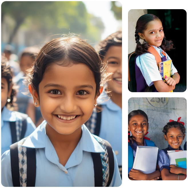 Schoolgirls in India supported by the D'Moksha Cares education programme